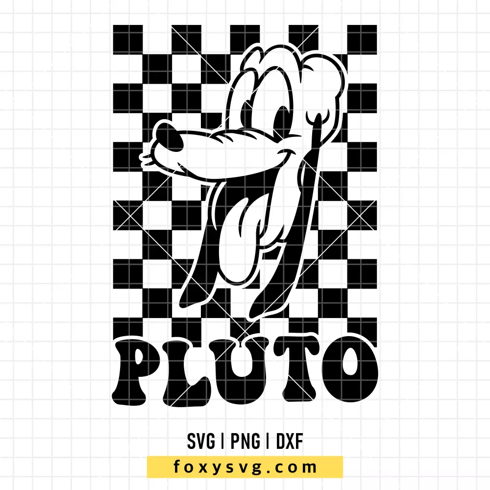 Retro Checkered Pluto SVG, PNG | Disney SVG Cut File for Cricut & Silhouette