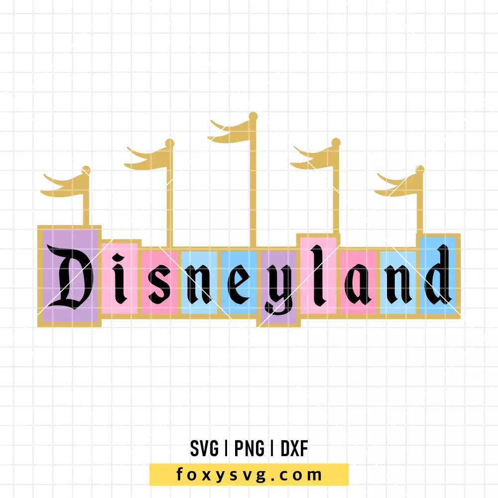Soft Pastel Disneyland Sign Layered SVG, PNG | Disney SVG Cut File for Cricut & Silhouette