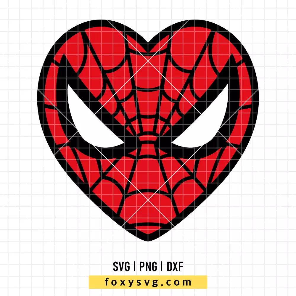 Spiderman Face Heart SVG | Superhero SVG PNG Design for Cricut, Silhouette
