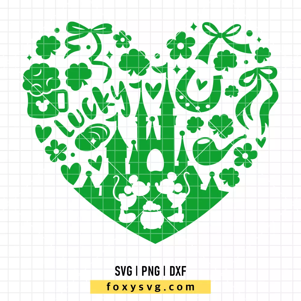 St. Patrick's Day Mickey Minnie Heart SVG, PNG | Disney SVG Cut File for Cricut & Silhouette