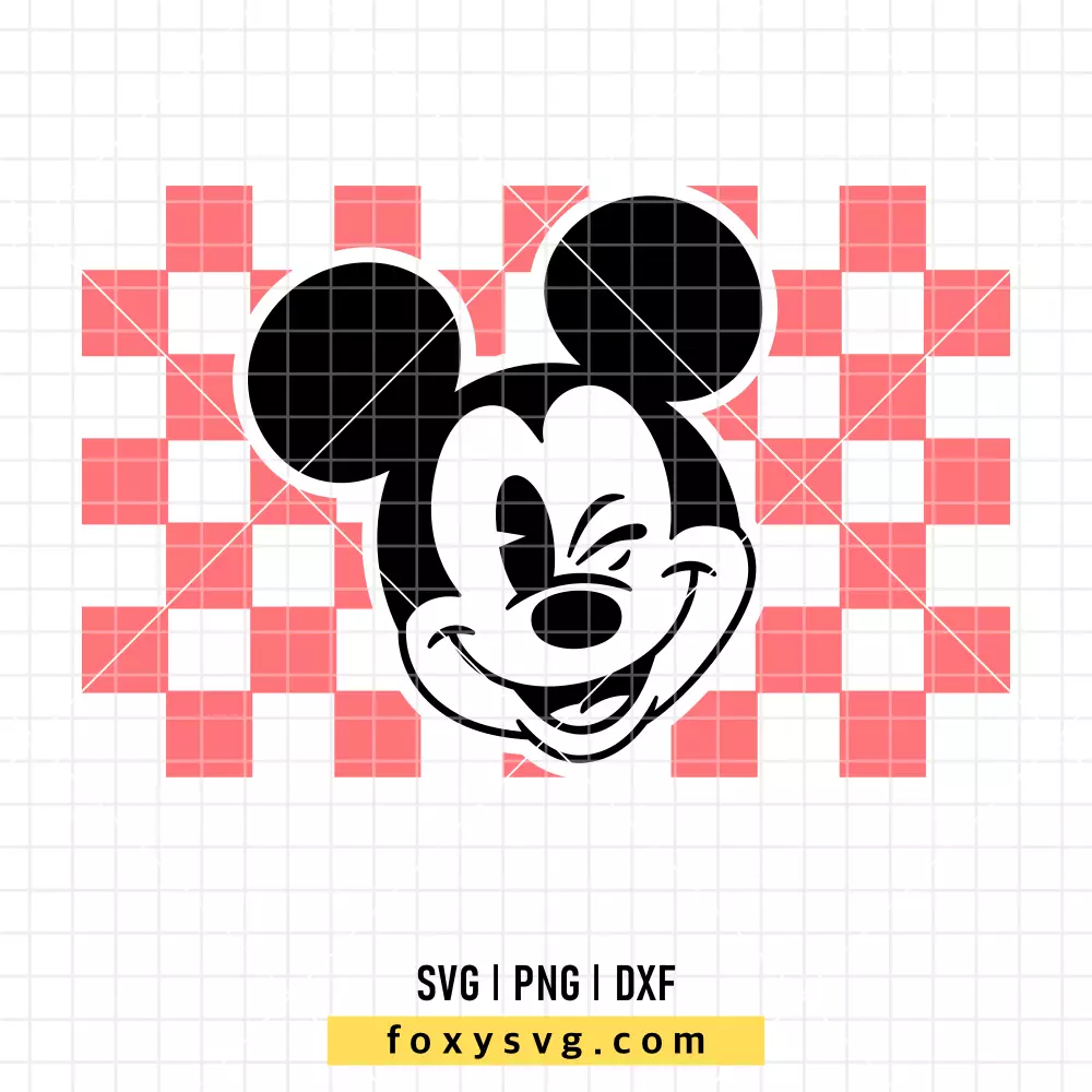Winking Mickey Checkered SVG | Disney SVG PNG Design for Cricut, Silhouette
