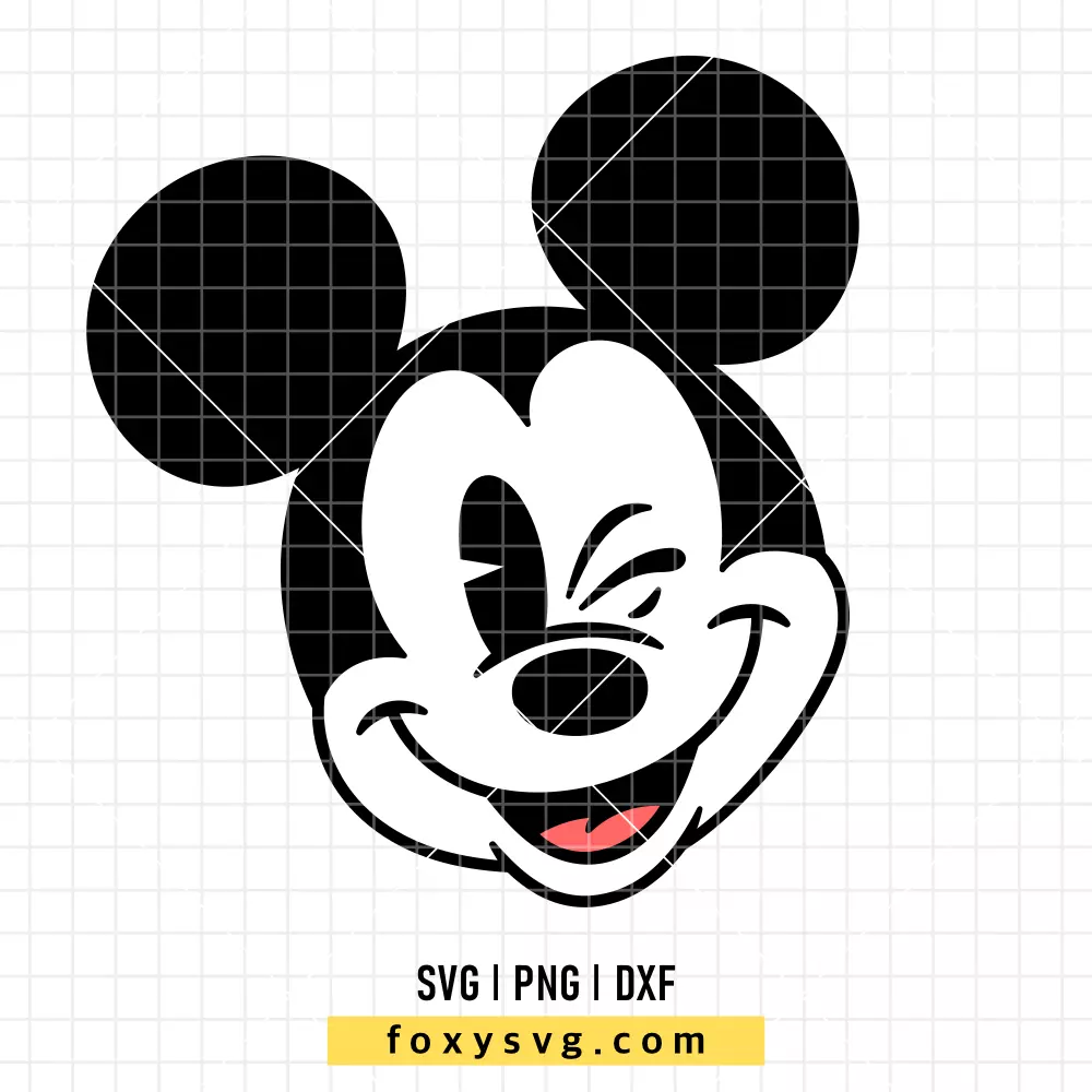 Winking Mickey Mouse Face SVG | Disney SVG PNG Design for Cricut, Silhouette