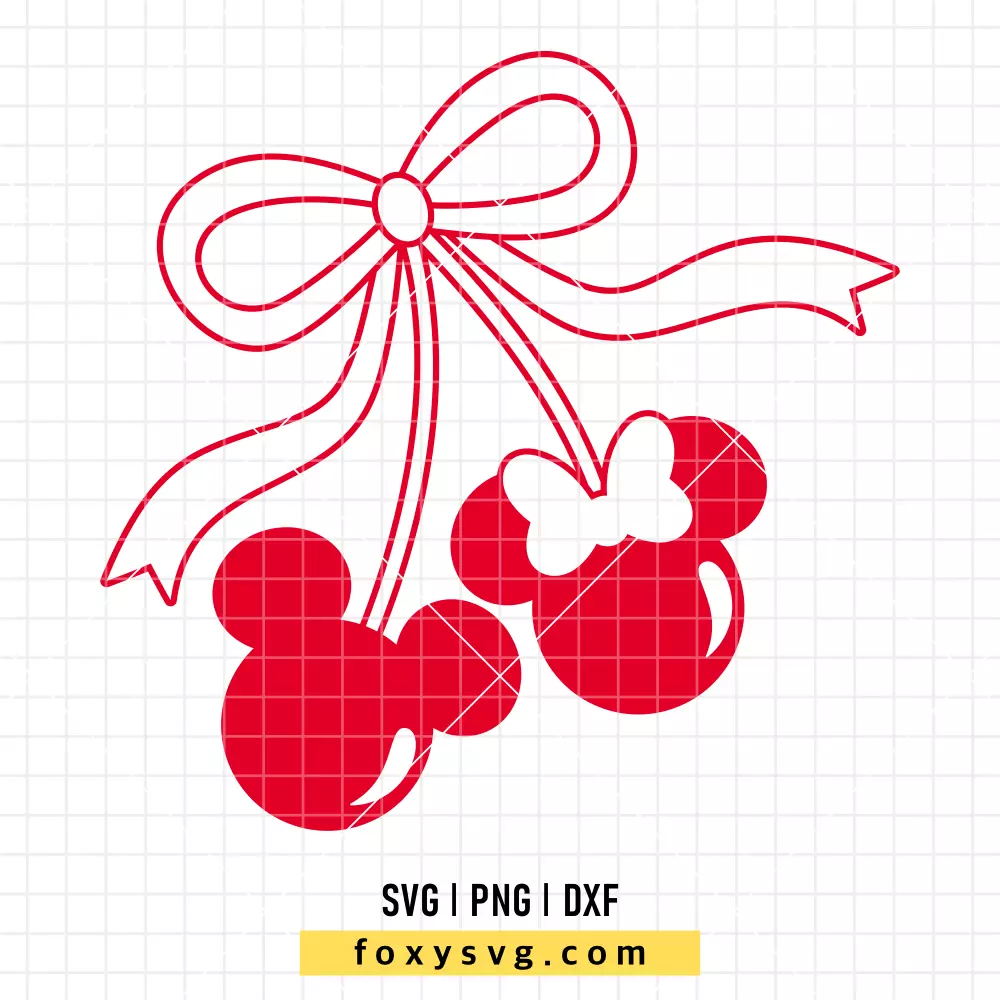 Coquette Cherry Mickey and Minnie SVG, PNG | Disney SVG Cut File for Cricut & Silhouette