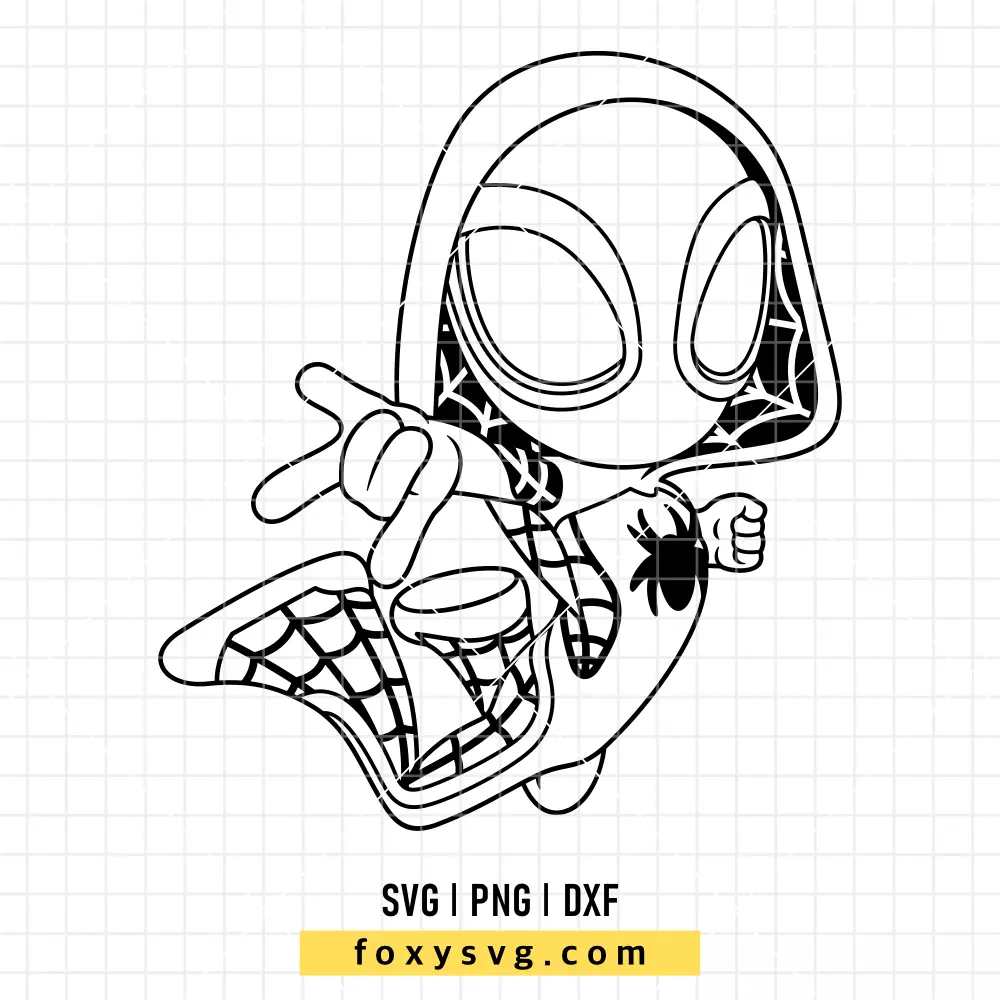 Ghost Spider Gwen Stacy Outline Sketch SVG | Superhero SVG PNG Design for Cricut, Silhouette