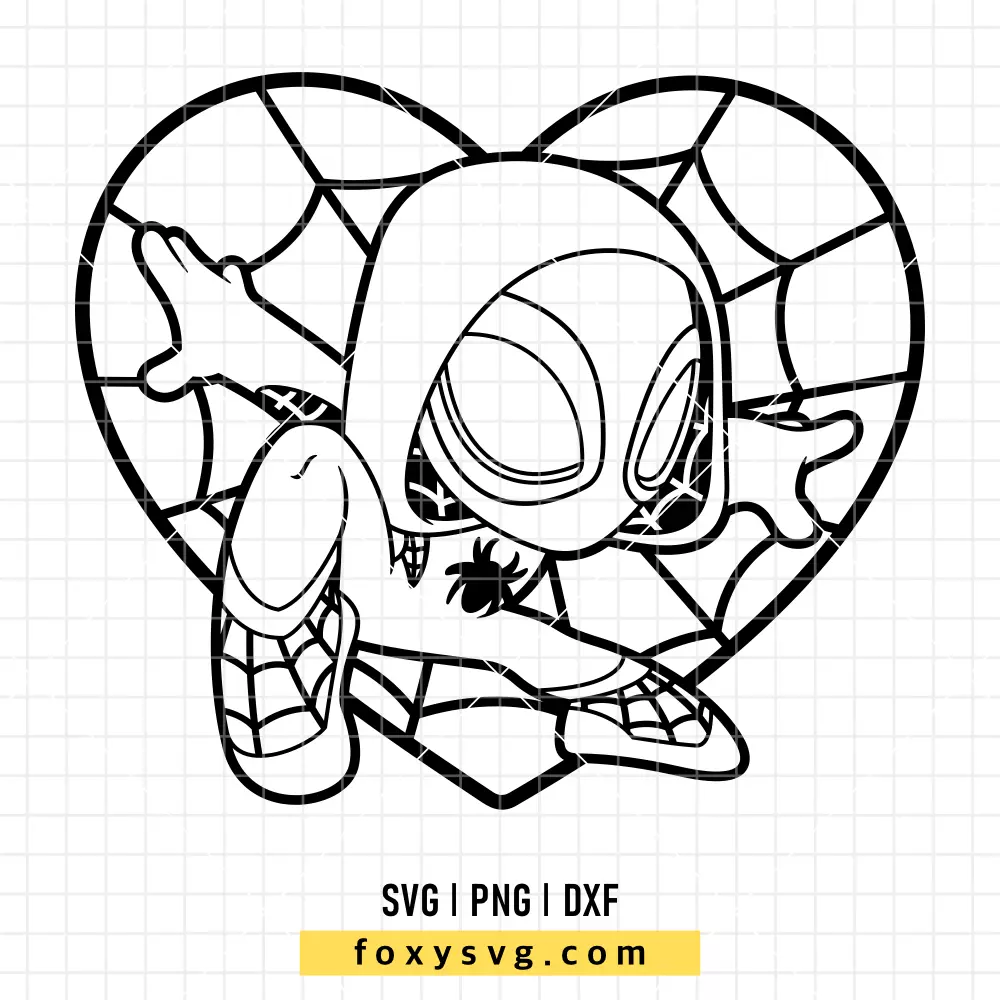 Ghost Spider Gwen Stacy Outline Sketch SVG | Superhero SVG PNG Design for Cricut, Silhouette