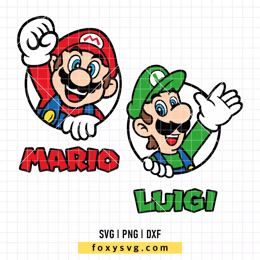 Mario & Luigi Bundle SVG | Trendy SVG PNG Design for Cricut, Silhouette