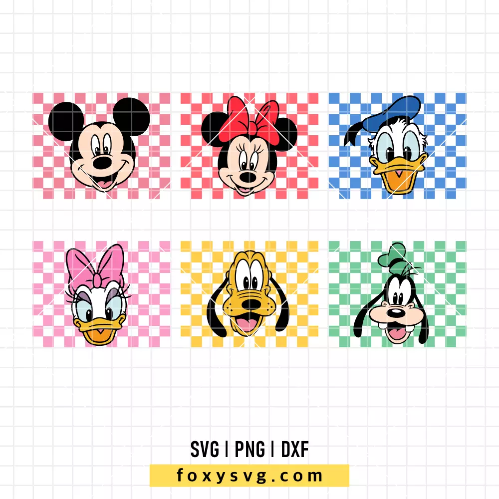 Mickey and Friends Checkered Bundle SVG, PNG | Disney SVG Cut File for Cricut & Silhouette