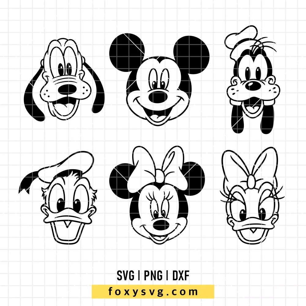 Mickey and Friends Face Bundle SVG, PNG | Disney SVG Cut File for Cricut & Silhouette