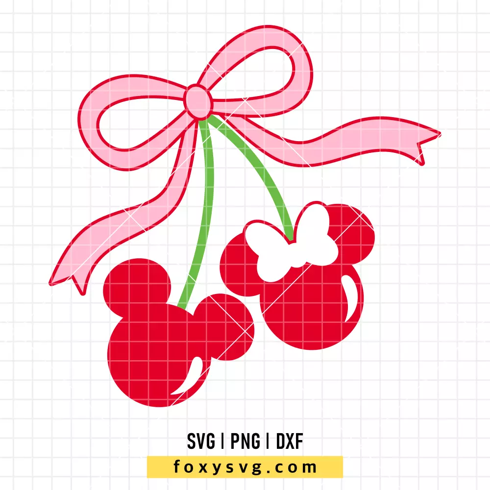 Mickey and Minnie Cherry Bow SVG, PNG | Disney SVG Cut File for Cricut & Silhouette