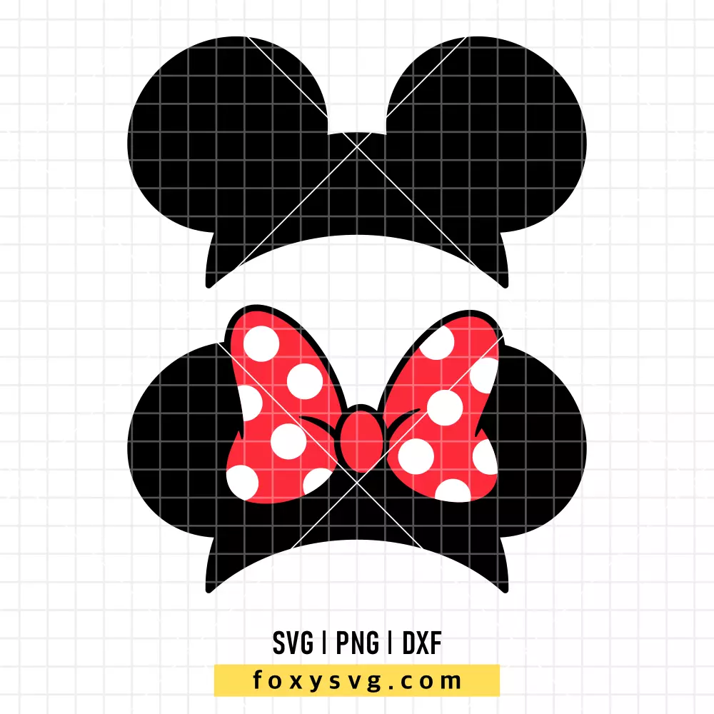 Mickey and Minnie Ears Bundle SVG, PNG | Disney SVG Cut File for Cricut & Silhouette