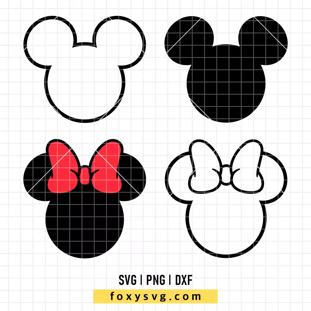 Mickey and Minnie Mouse Outline Bundle SVG, PNG | Disney SVG Cut File for Cricut & Silhouette