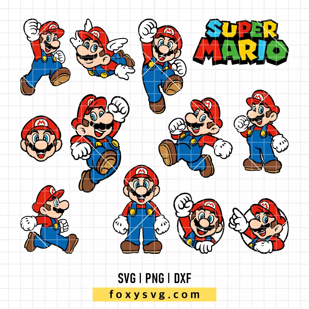 Super Mario Bundle SVG | Trendy SVG PNG Design for Cricut, Silhouette