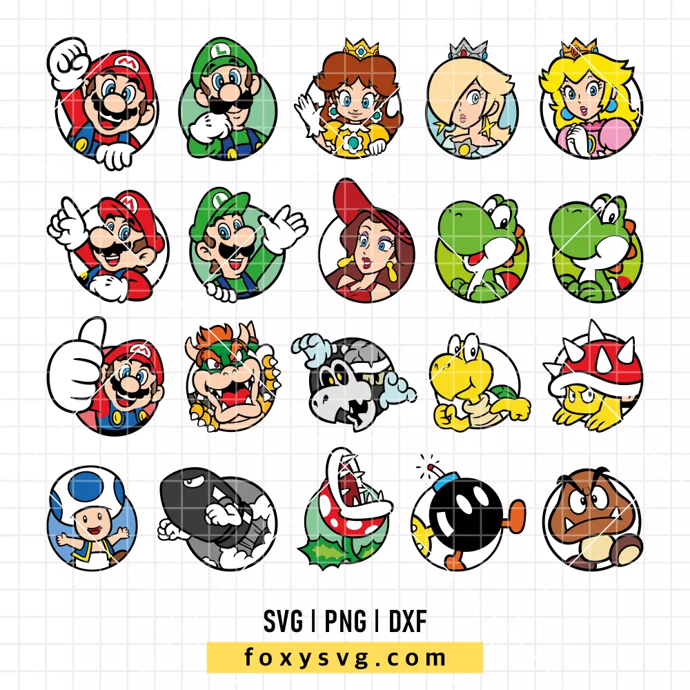 Super Mario Characters Bundle SVG | Trendy SVG PNG Design for Cricut, Silhouette