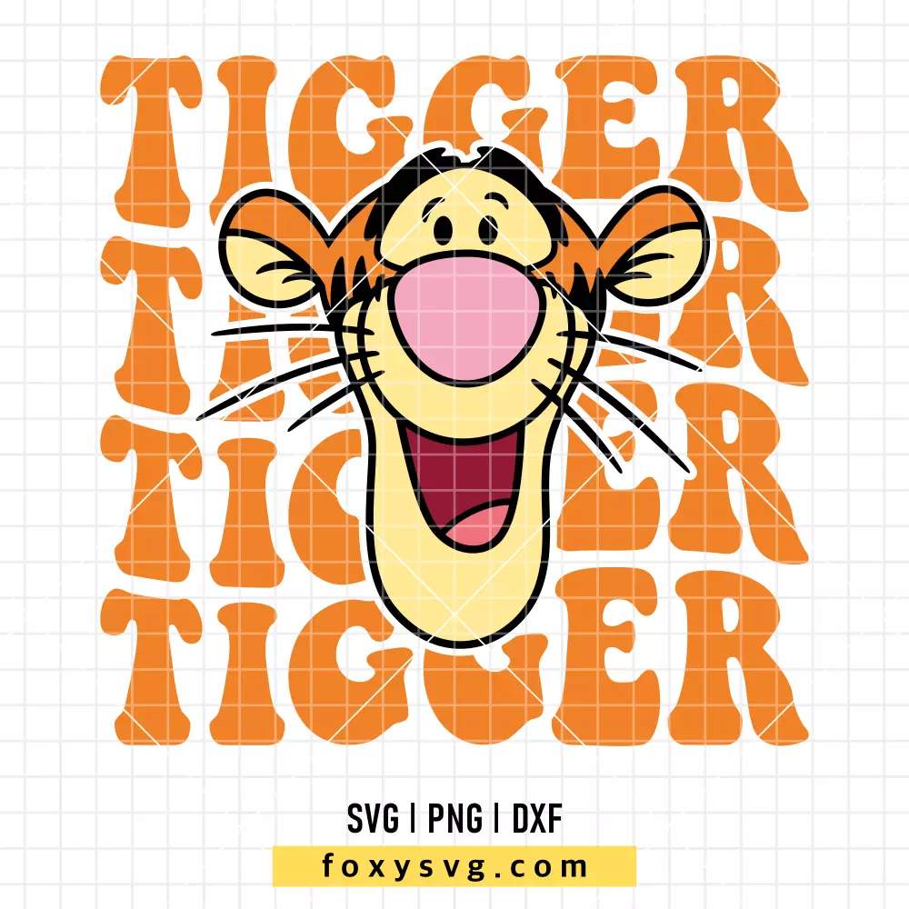 Tigger Face Wavy SVG, PNG | Disney SVG Cut File for Cricut & Silhouette