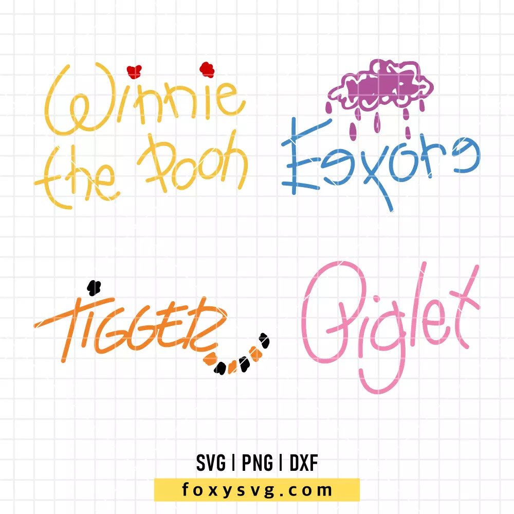 Winnie the Pooh and Friends Signatures SVG, PNG | Disney SVG Cut File for Cricut & Silhouette