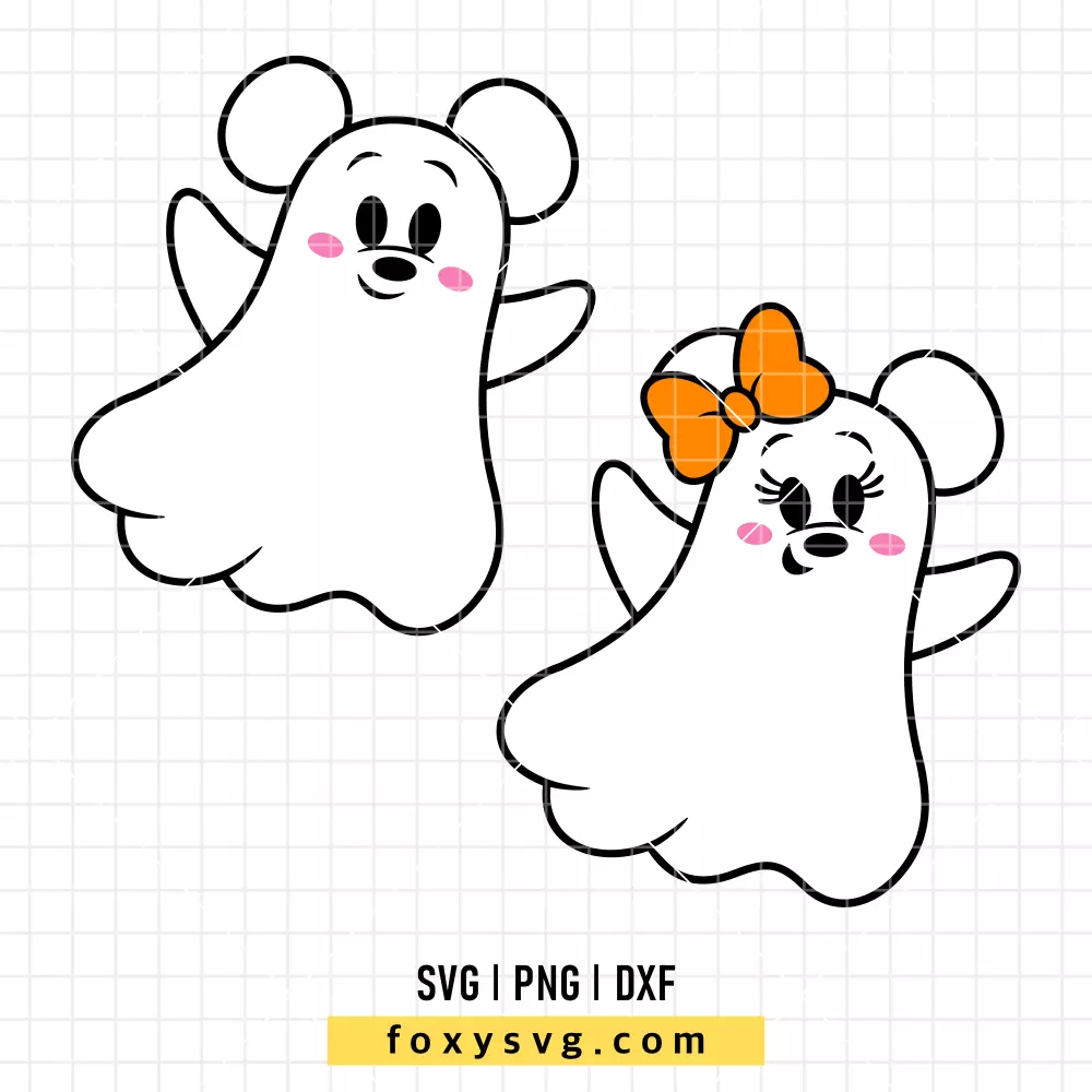 Cute Ghost Mickey & Minnie Bundle SVG, PNG | Disney SVG Cut File for Cricut & Silhouette