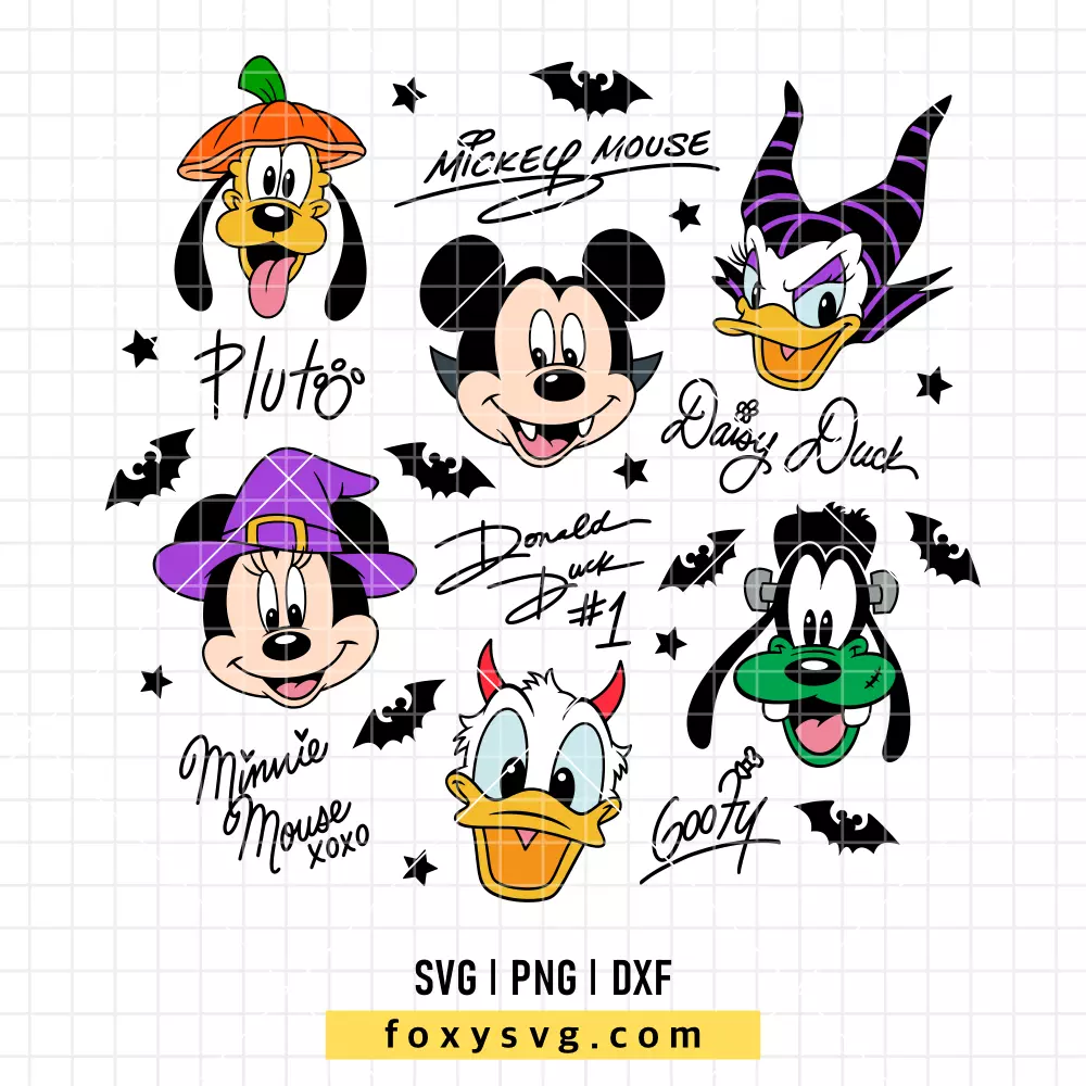 Halloween Mickey and Friends Signatures SVG, PNG | Disney SVG Cut File for Cricut & Silhouette