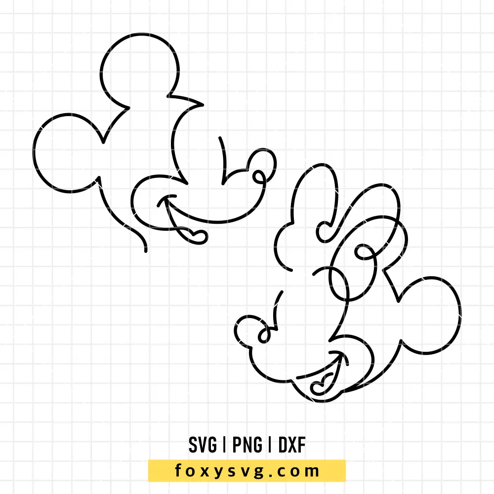 Mickey & Minnie Doodle Sketch Bundle SVG, PNG | Disney SVG Cut File for Cricut & Silhouette