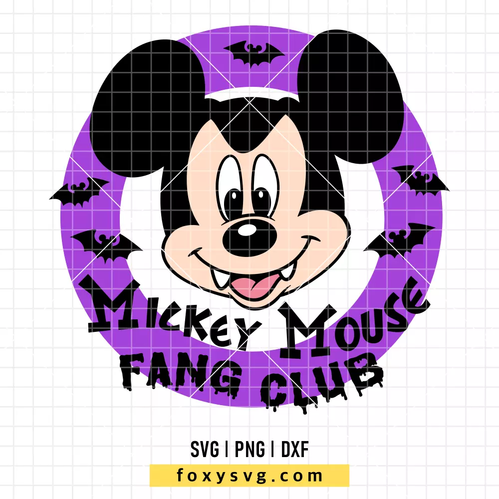 Mickey Mouse Fang Club Purple SVG, PNG | Disney SVG Cut File for Cricut & Silhouette