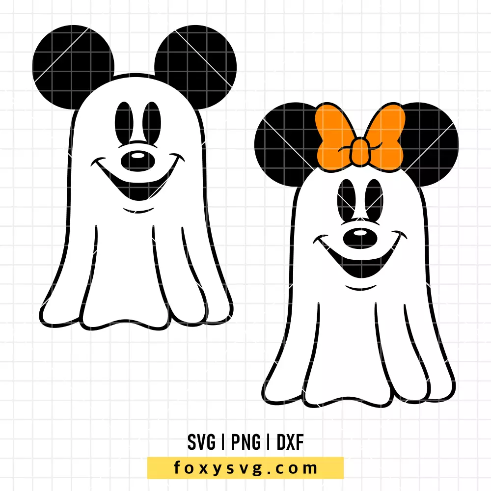 Mickey and Minnie Cute Ghost Bundle SVG, PNG | Disney SVG Cut File for Cricut & Silhouette