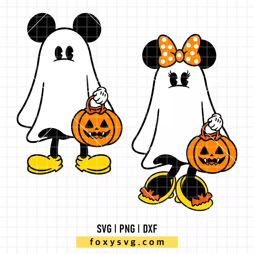 Mickey and Minnie Halloween Ghost Bundle SVG, PNG | Disney SVG Cut File for Cricut & Silhouette