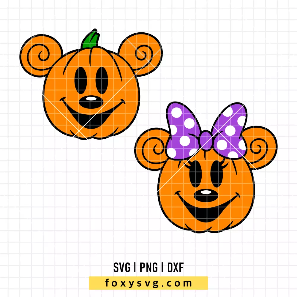 Mickey and Minnie Halloween Pumpkin Bundle SVG, PNG | Disney SVG Cut File for Cricut & Silhouette