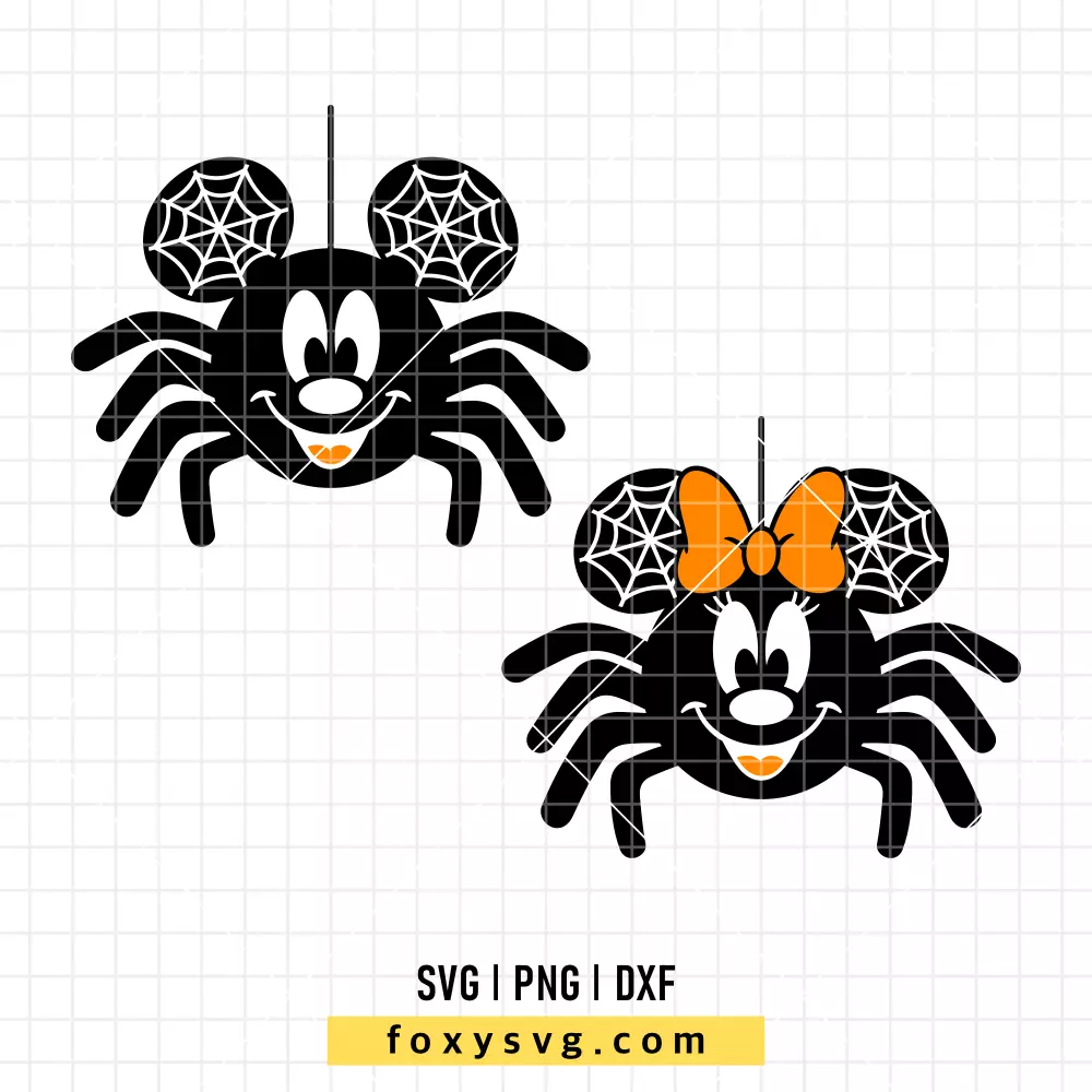 Mickey and Minnie Halloween Spider Bundle SVG, PNG | Disney SVG Cut File for Cricut & Silhouette