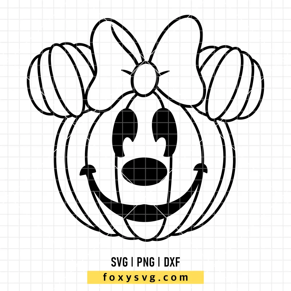 Minnie Pumpkin Head Outline SVG, PNG | Disney SVG Cut File for Cricut & Silhouette