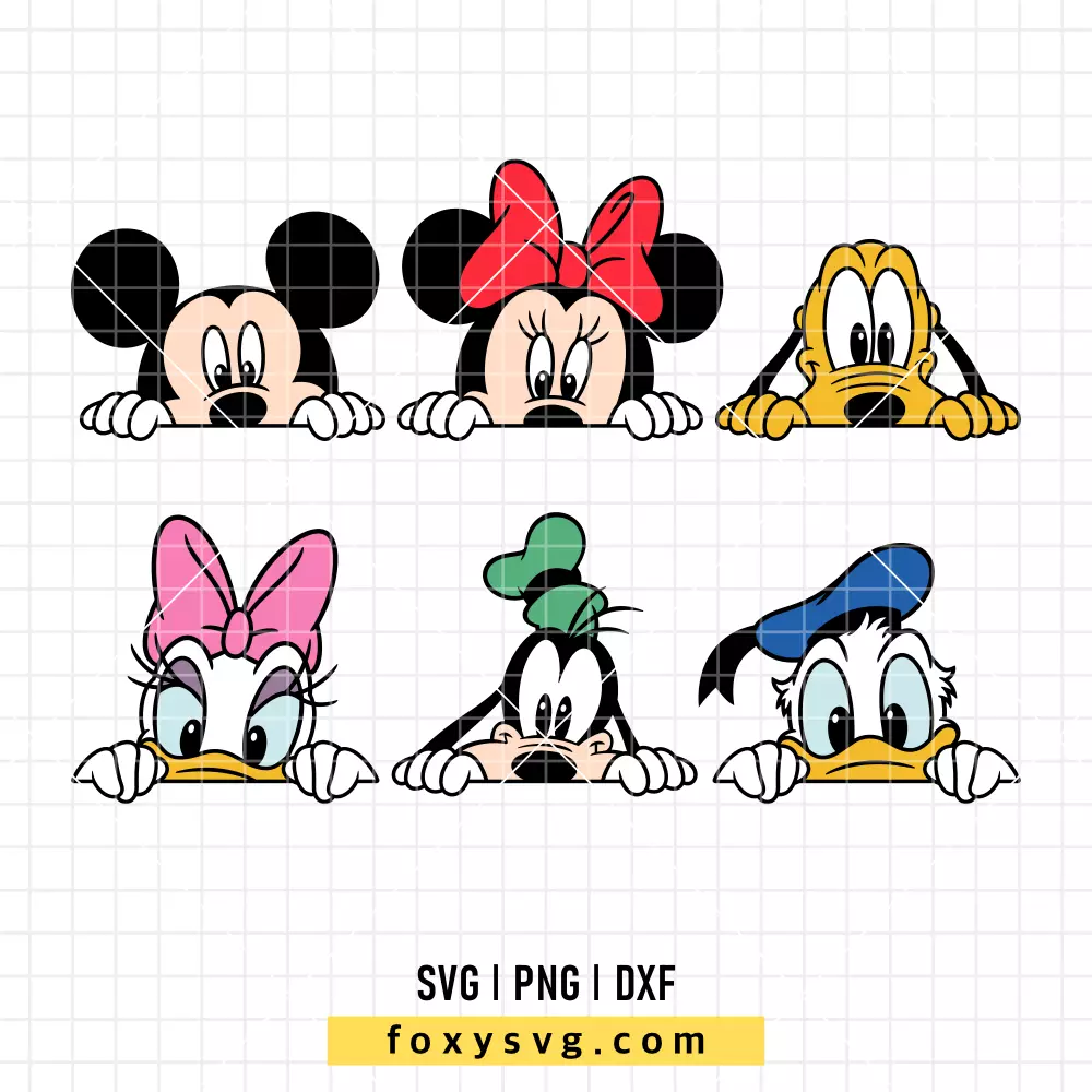 Peeking Disney Friends Bundle SVG, PNG | Disney SVG Cut File for Cricut & Silhouette