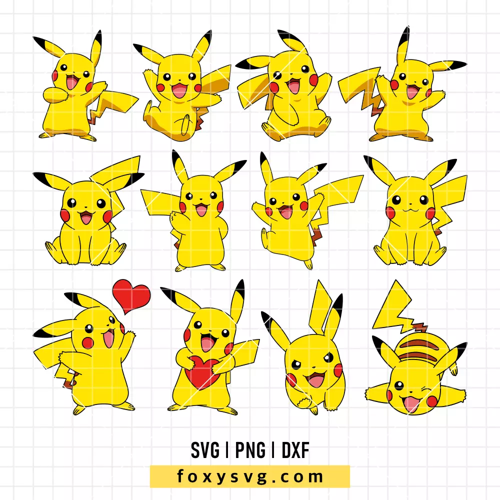 Pikachu Bundle SVG, PNG | Pokemon SVG Cut File for Cricut & Silhouette
