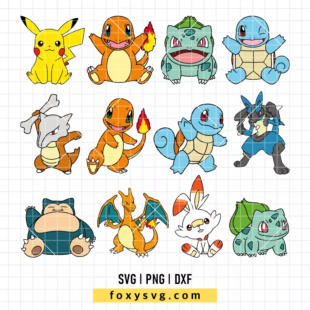Pokemon Characters Bundle SVG, PNG | Pokemon SVG Cut File for Cricut & Silhouette