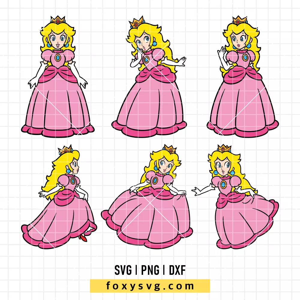Princess Peach Bundle SVG, PNG | Trendy SVG Cut File for Cricut & Silhouette