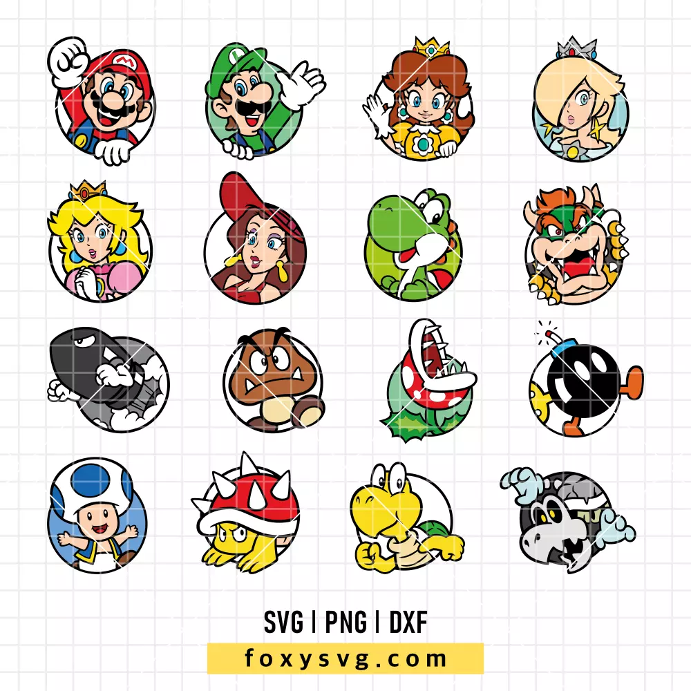 Super Mario Characters Bundle SVG, PNG | Trendy SVG Cut File for Cricut & Silhouette