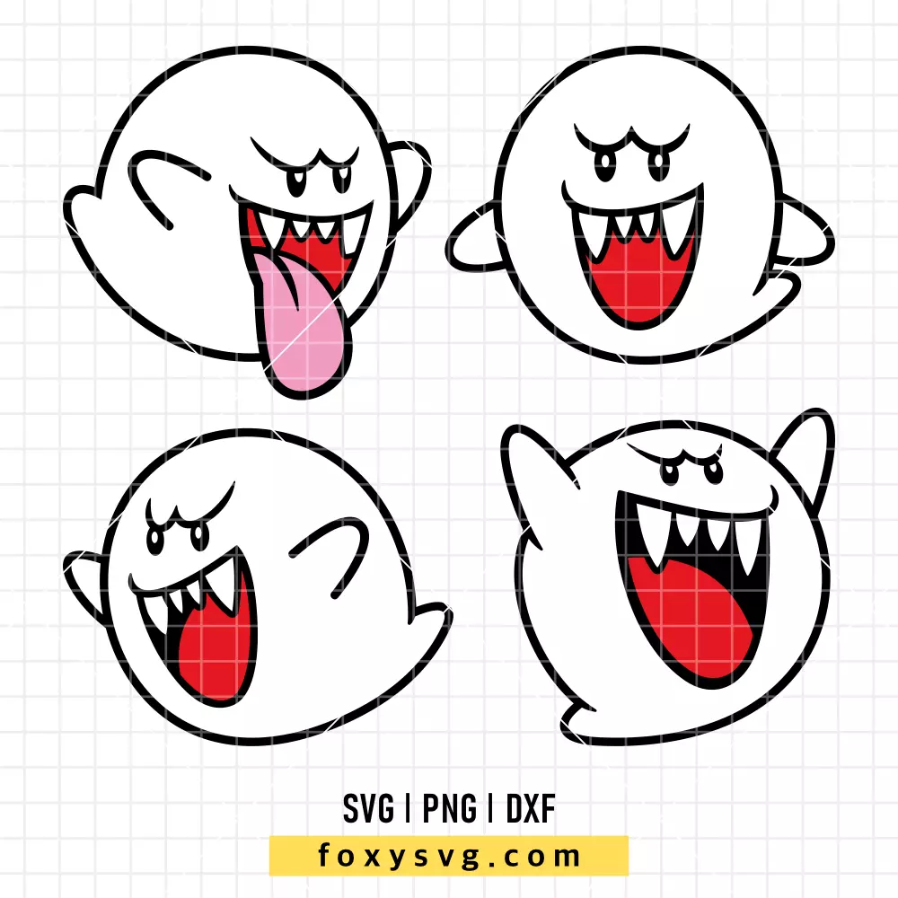 Super Mario Ghost Boo Bundle SVG, PNG | Trendy SVG Cut File for Cricut & Silhouette
