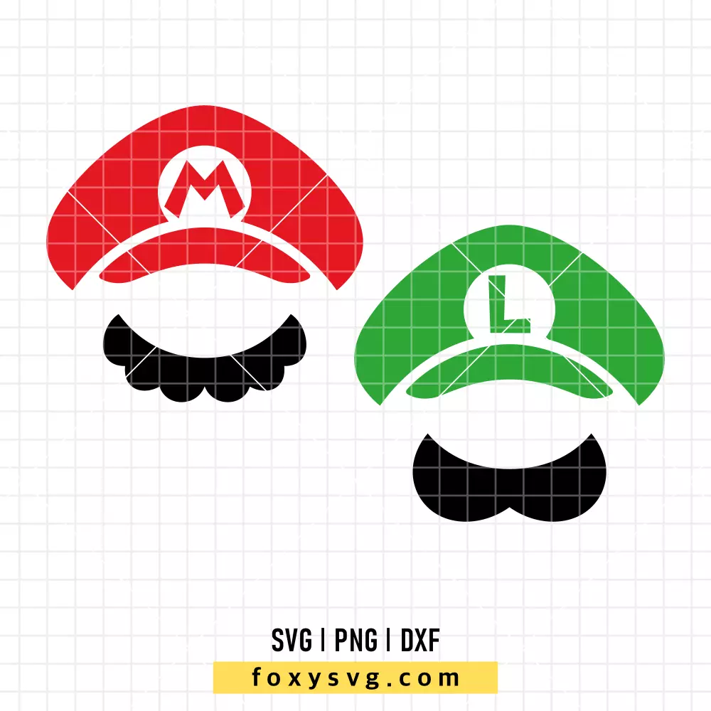 Super Mario & Luigi Hat Bundle SVG, PNG | Trendy SVG Cut File for Cricut & Silhouette