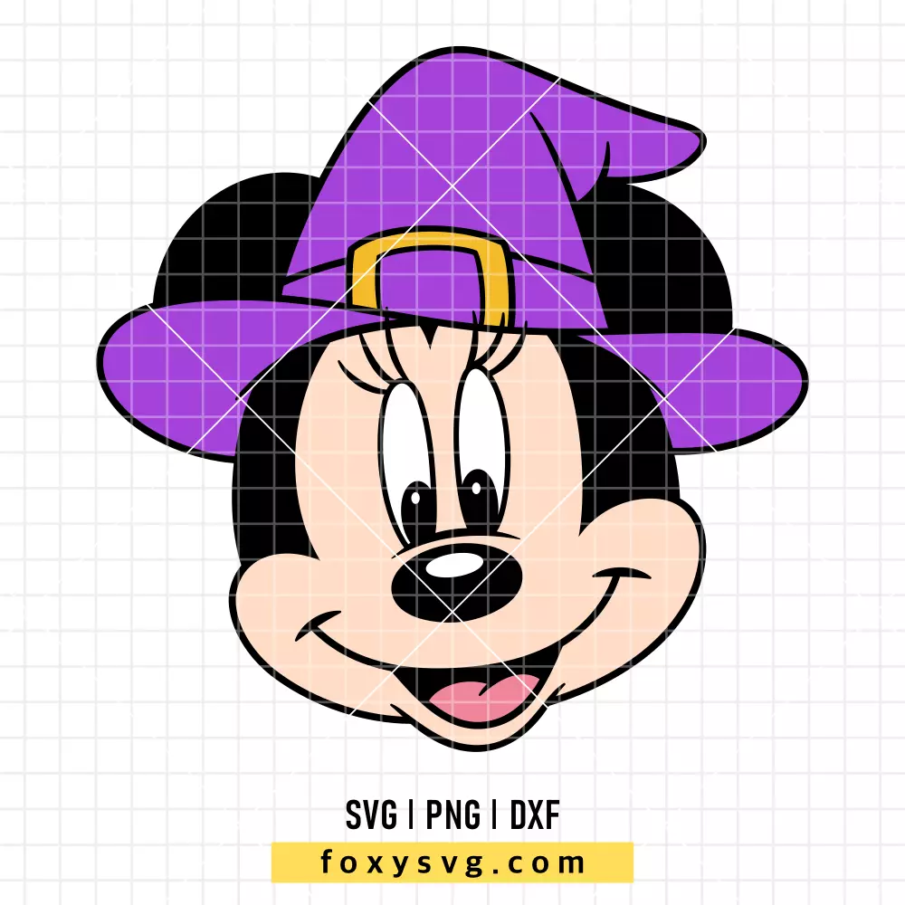 Witch Minnie Face Halloween SVG, PNG | Disney SVG Cut File for Cricut & Silhouette