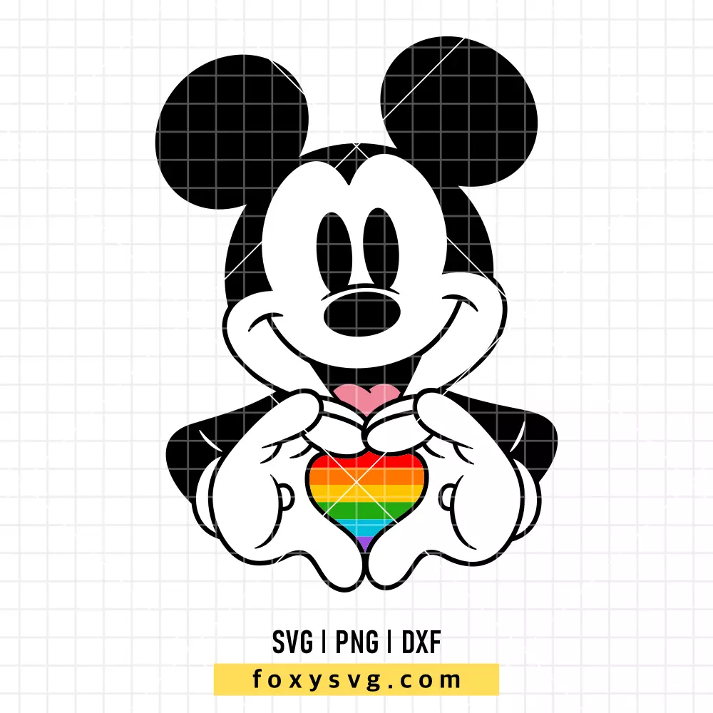 Mickey Rainbow Heart Hands SVG, PNG | Disney SVG Cut File for Cricut & Silhouette