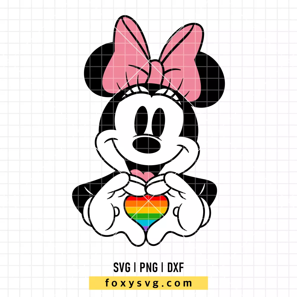 Minnie Rainbow Heart Hands SVG, PNG | Disney SVG Cut File for Cricut & Silhouette