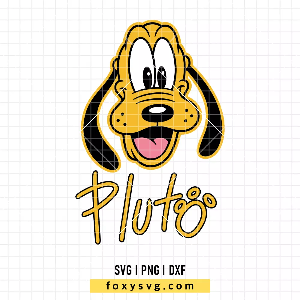 Pluto with Signature SVG, PNG | Disney SVG Cut File for Cricut & Silhouette