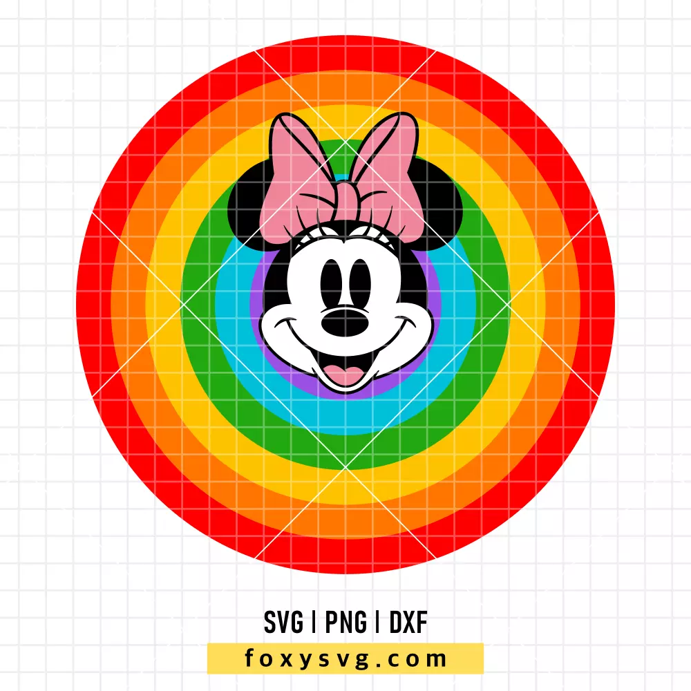 Rainbow Minnie Mouse SVG, PNG | Disney SVG Cut File for Cricut & Silhouette