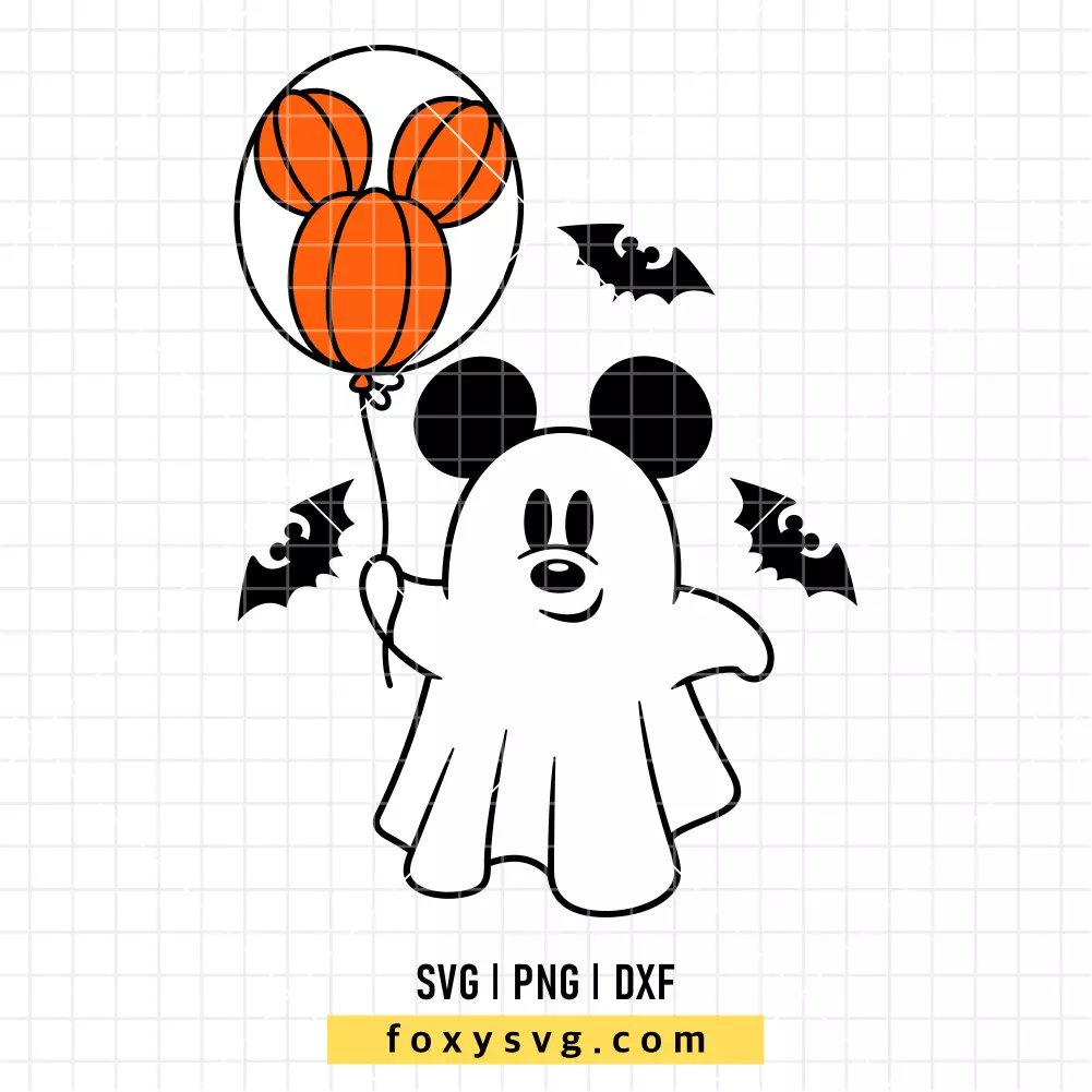 Mickey Cute Ghost with Balloon SVG, PNG | Disney SVG Cut File for Cricut & Silhouette