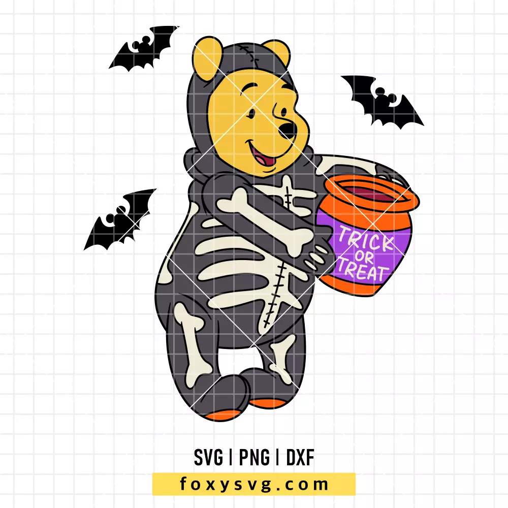 Winnie the Pooh Skeleton Costume SVG, PNG | Disney SVG Cut File for Cricut & Silhouette