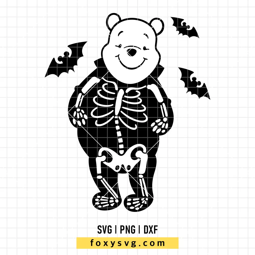 Winnie the Pooh Skeleton Halloween SVG, PNG | Disney SVG Cut File for Cricut & Silhouette